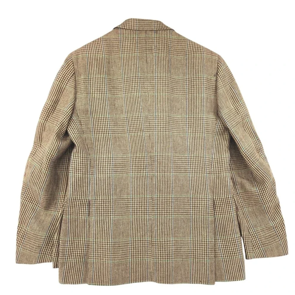 Polo Ralph Lauren Glen Plaid Blazer 40R Men Linen Brown Academia Italy NEW $1198